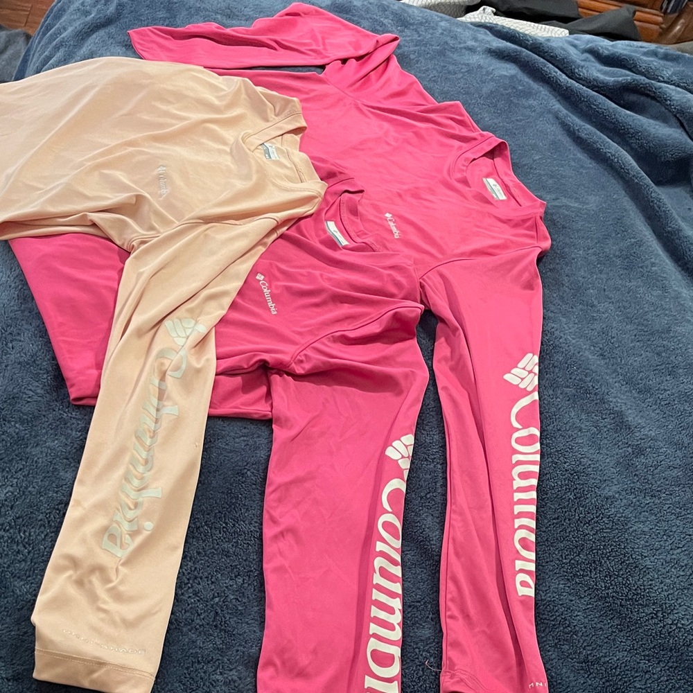 Columbia Pink and Tan Long Sleeve Shirts